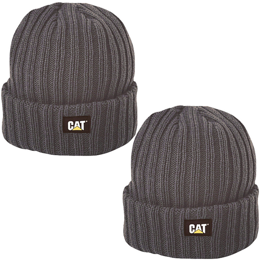 2x CATERPILLAR RIB WATCH CAP - GRAPHITE BEANIE HAT - ONE SIZE-0