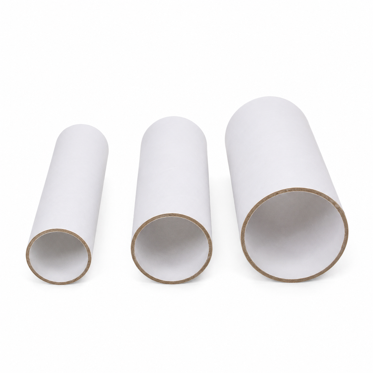 3x Strong Cardboard Paper Tubes for Arts, Crafts, Schools, DIY + More (10cm Length, 30/40/50mm Diameters) in White