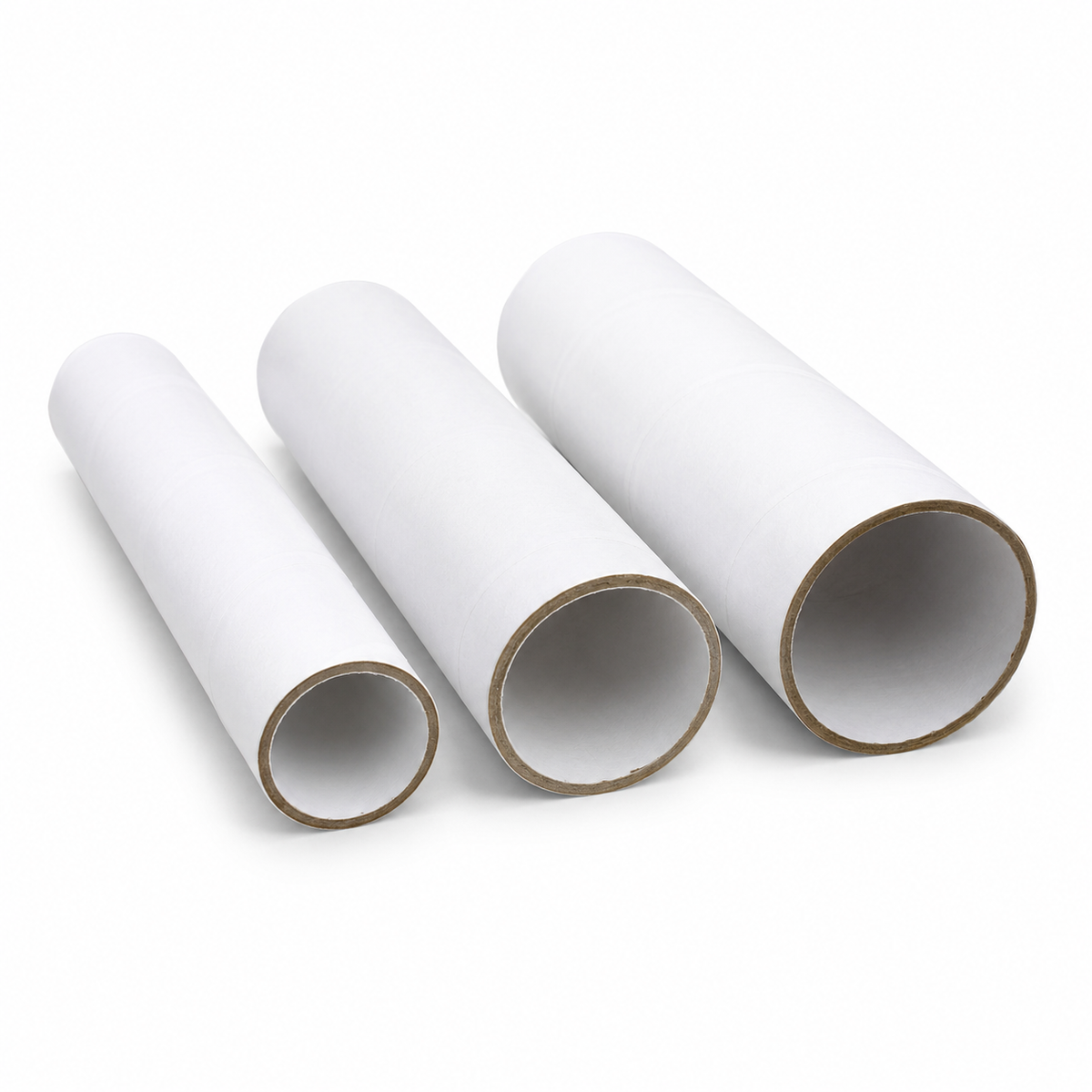 3x Strong Cardboard Paper Tubes for Arts, Crafts, Schools, DIY + More (15cm Length, 30/40/50mm Diameters) in White