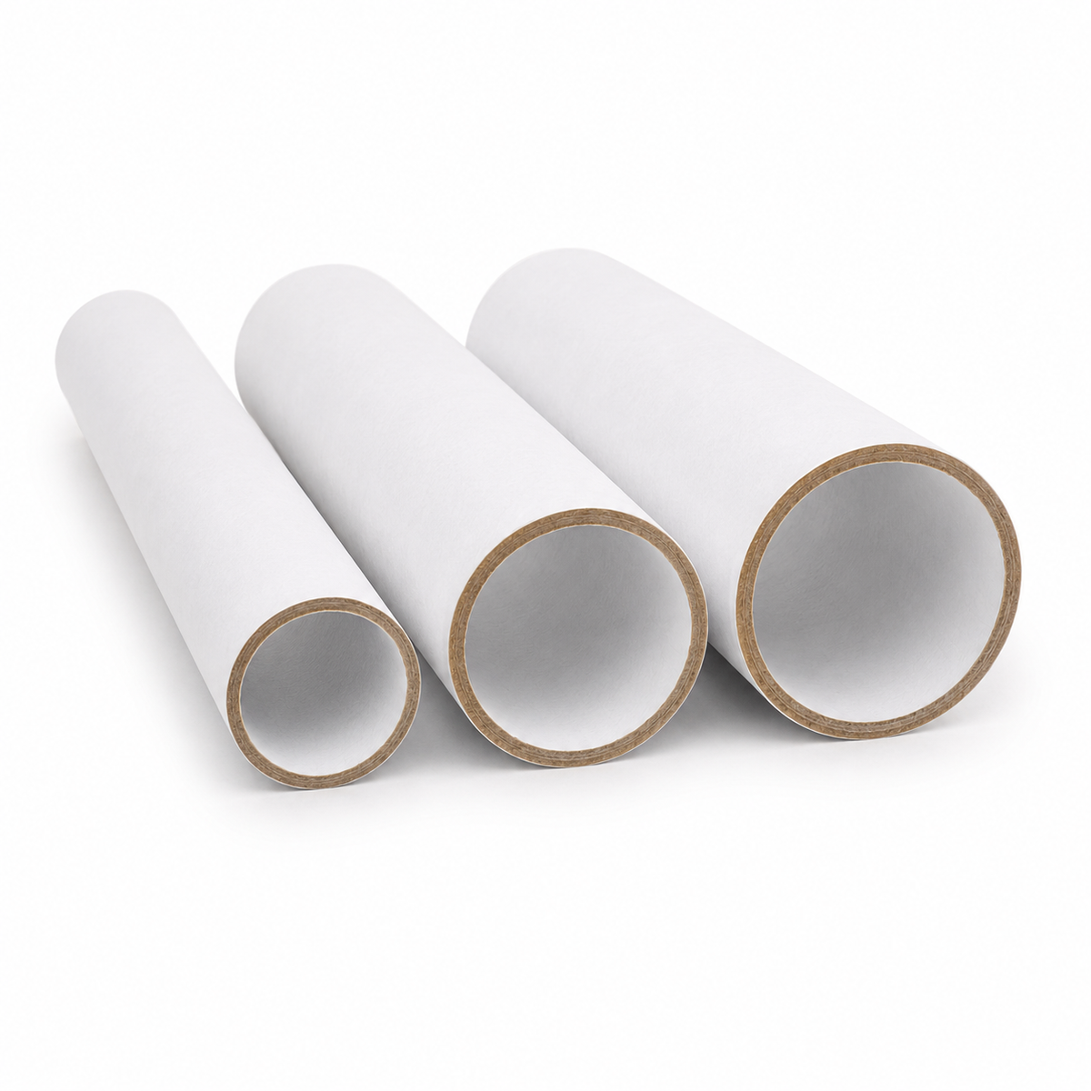 3x Strong Cardboard Paper Tubes for Arts, Crafts, Schools, DIY + More (20cm Length, 30/40/50mm Diameters) in White