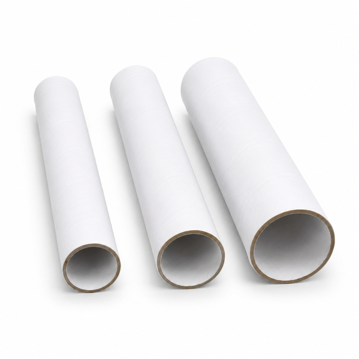 3x Strong Cardboard Paper Tubes for Arts, Crafts, Schools, DIY + More (25cm Length, 30/40/50mm Diameters) in White