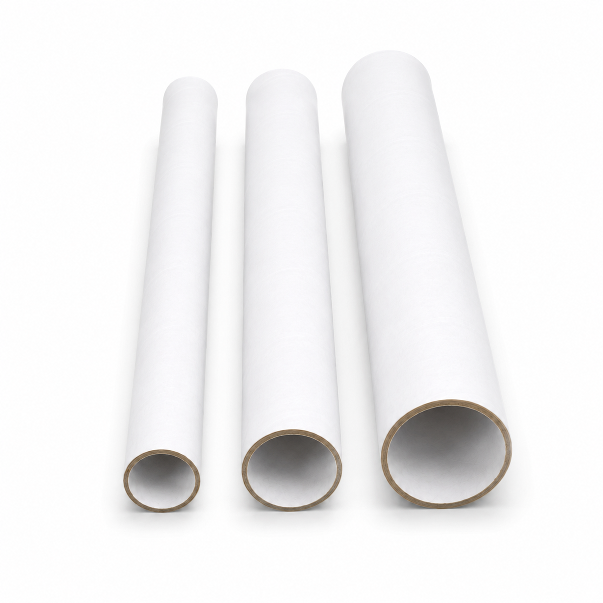 3x Strong Cardboard Paper Tubes for Arts, Crafts, Schools, DIY + More (30cm Length, 30/40/50mm Diameters) in White