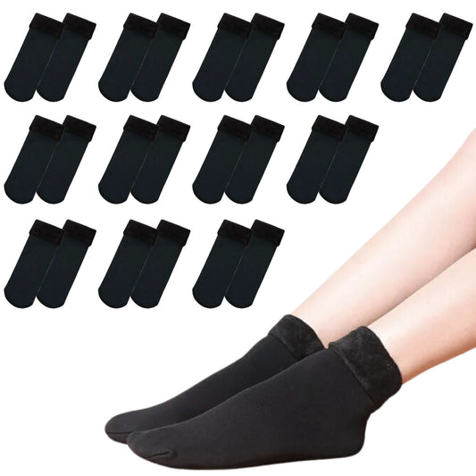 12 Pairs Thick Fur THERMAL HEATED SOCKS Warm Winter Comfort Work Ski Reversible-0