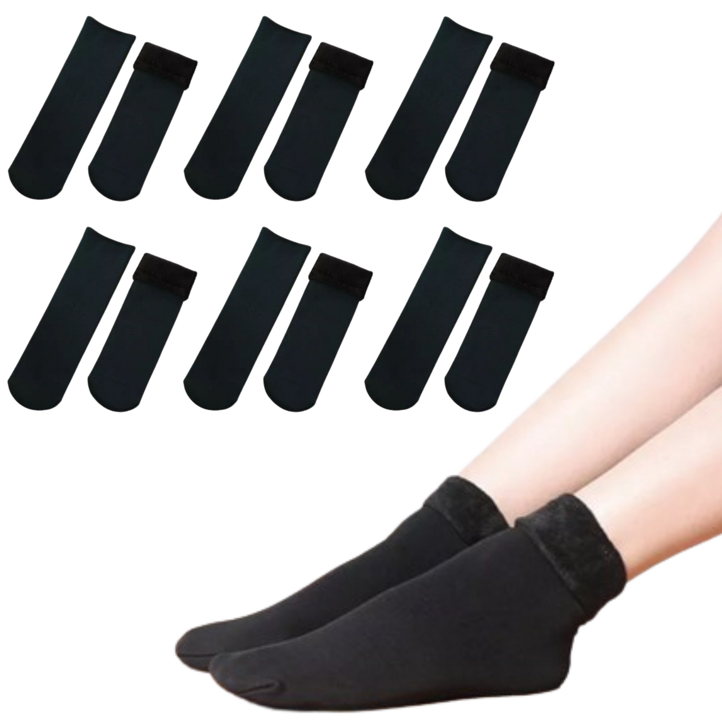6 Pairs Large Thick Fur THERMAL HEATED SOCKS Warm Winter Work Ski Reversible-0