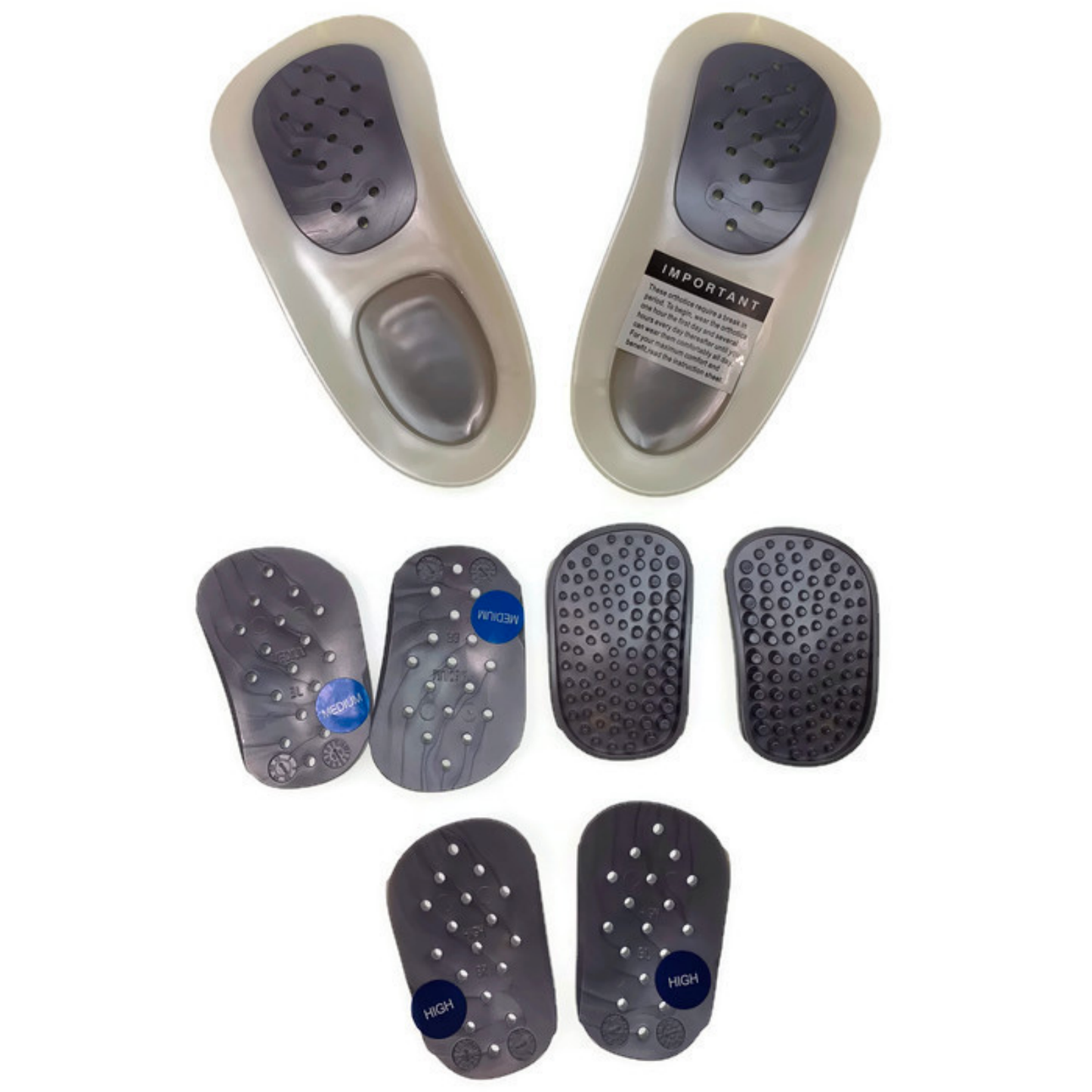 WALKFIT ORTHOTICS 3/4  Insoles Walk Fit Foot Feet Support PLATINUM SILVER - F (Womens 10-10.5, Mens 9-9.5)