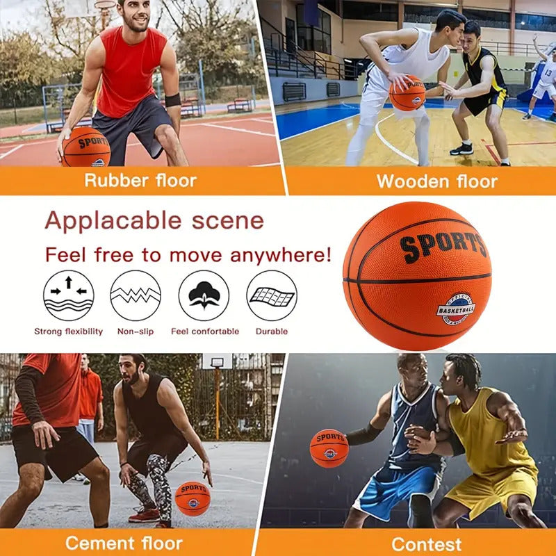Classic Rubber Basketball Training Standard Size Downtown for NBA- Black/Orange-3