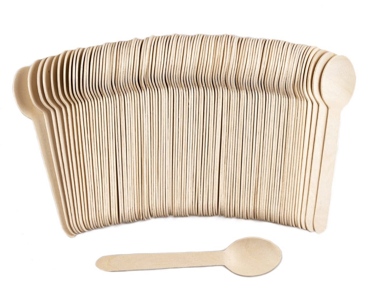 2160x 11cm Small Mini Extra Strong Disposable Wooden Spoons (Bulk)