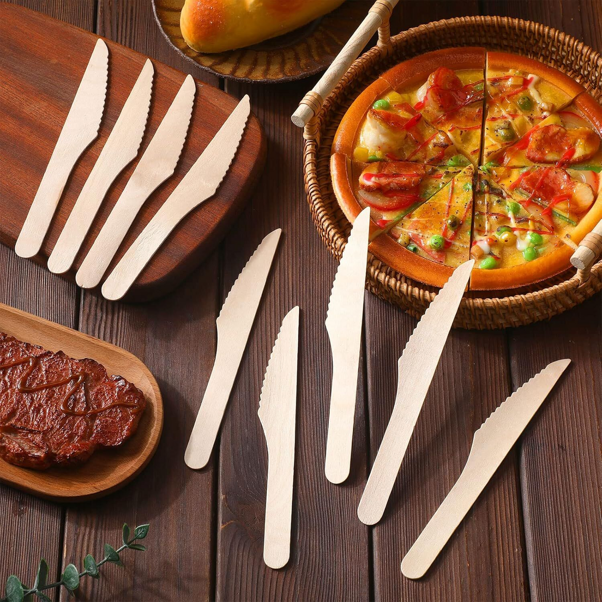 1800x 16.5cm Disposable Wooden Knives Cutlery Knife - Extra Strong (Bulk)