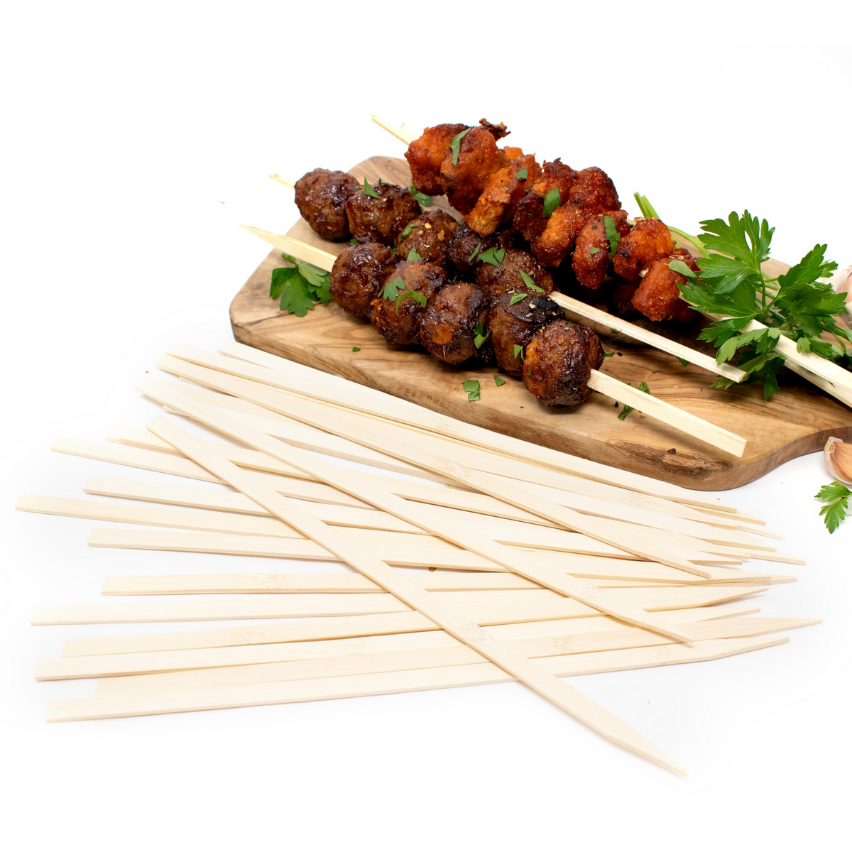 1080x 30cm Bamboo Skewers Disposable Flat Wooden Kebab Satay Meat BBQ Stick