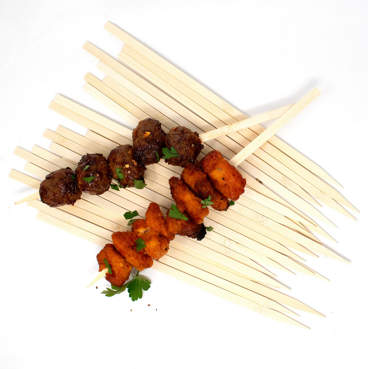 1080x 30cm Bamboo Skewers Disposable Flat Wooden Kebab Satay Meat BBQ Stick