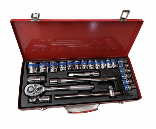 24pcs Ratchet Socket Wrench Set Screwdriver Bits Extension Hex Chrome Vanadium-0