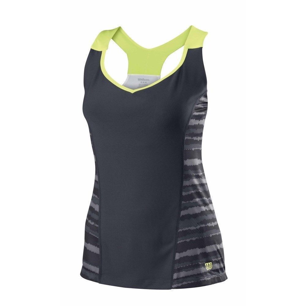WILSON Womens Cardiff Wavy Print Tennis Tank Top T Shirt Tee - Coal