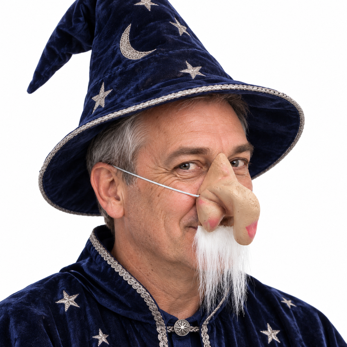 WIZARD NOSE with Moustache Latex Elf Old Man Merlin Costume Halloween Party Ogre