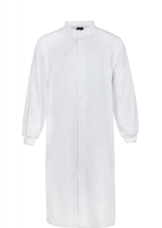 WorkCraft Long Sleeve Dust Coat w Cuff Full Length w Mandarin Collar - White-0