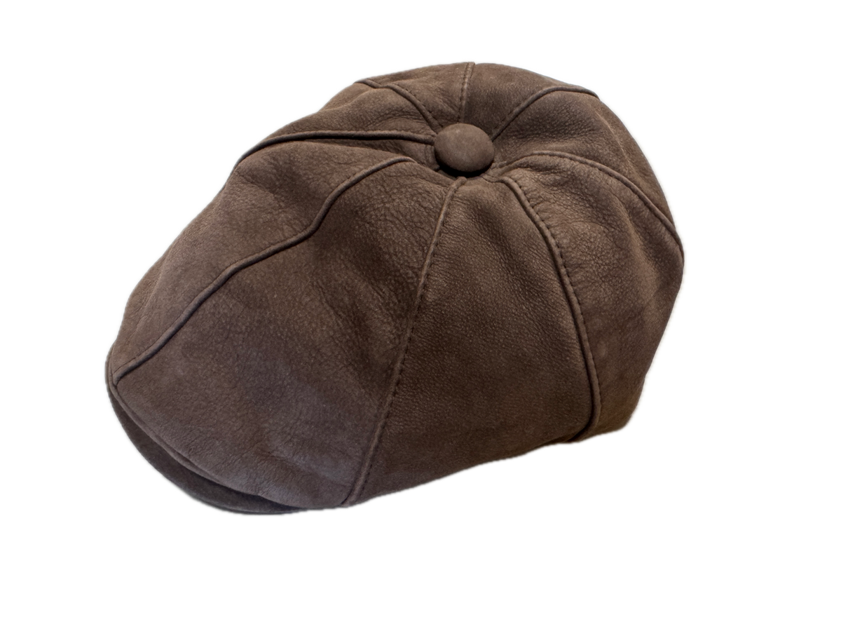 Scala Mens Leather Driving Newsboy Panel Flat Cap Lined Hat - Chocolate Brown - S/M