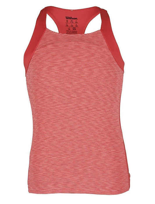 WILSON Girls Striated Racerback Tennis Tank Top Childrens Kids - Papaya-0