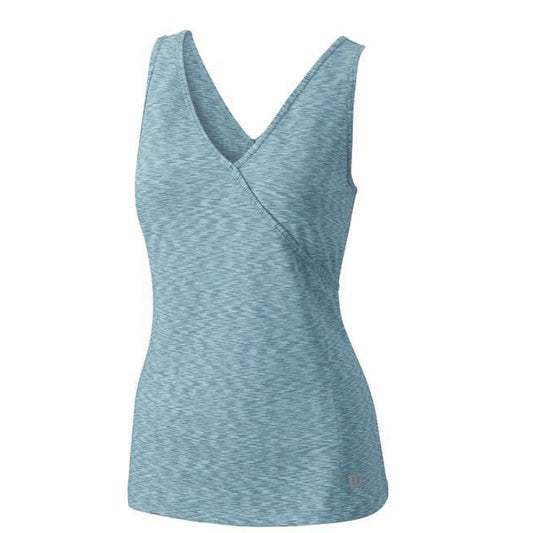 WILSON Womens Striated Wrap Tank Top Tennis Gym Sports - Blue Mirage-0