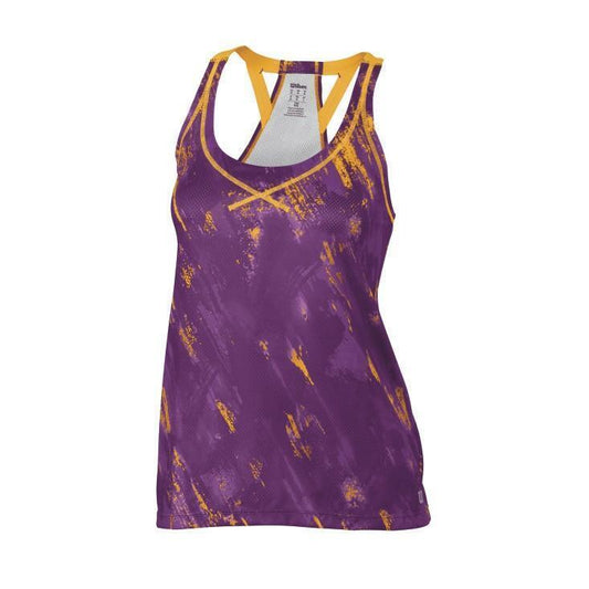 Wilson's Womens Painted Print Mesh Tennis Tank Sleeveless Top - Plum-0