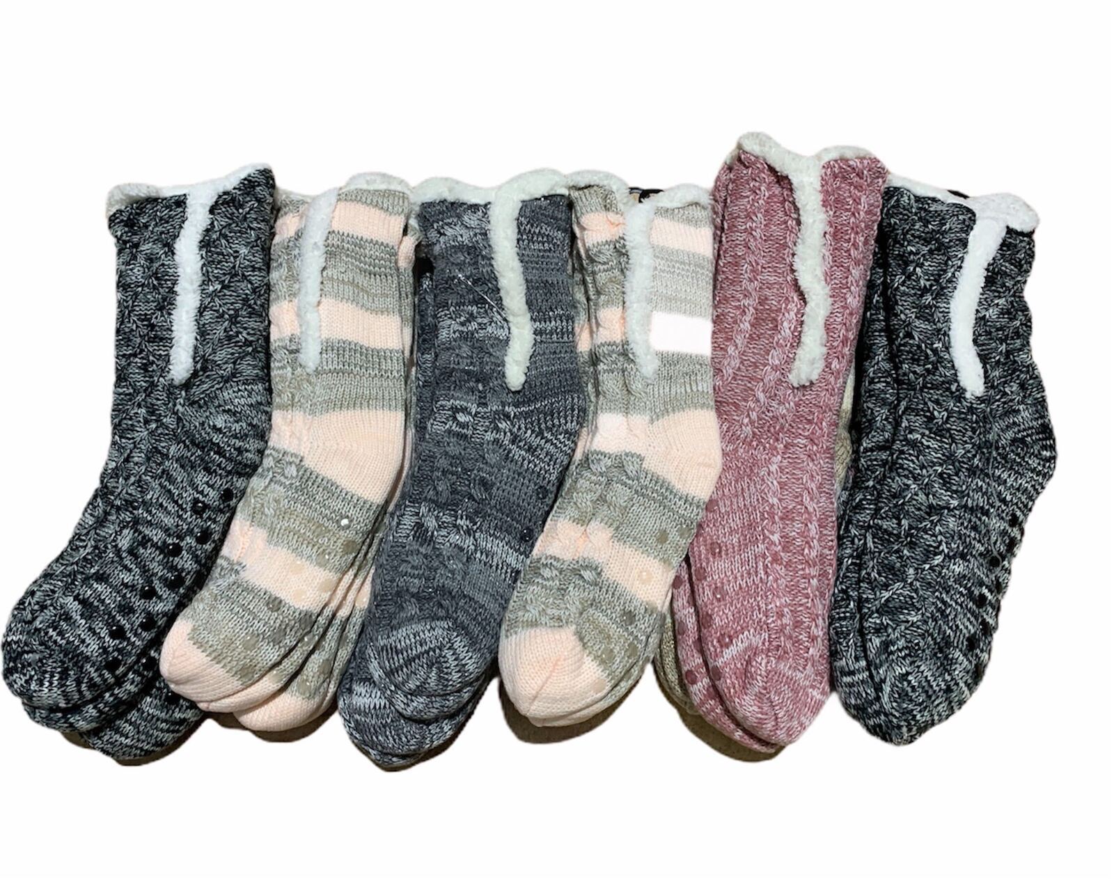 1 Pair Ladies Thick Fur Bed Socks Womens Sherpa Fluffy Non Slip - Side Line-1