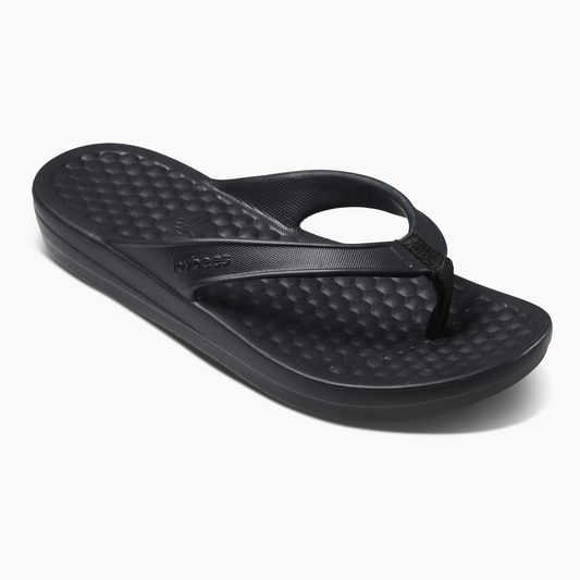 Joybees Womens Varsity Flip Flops Thongs Summer Sandals in Solid Black