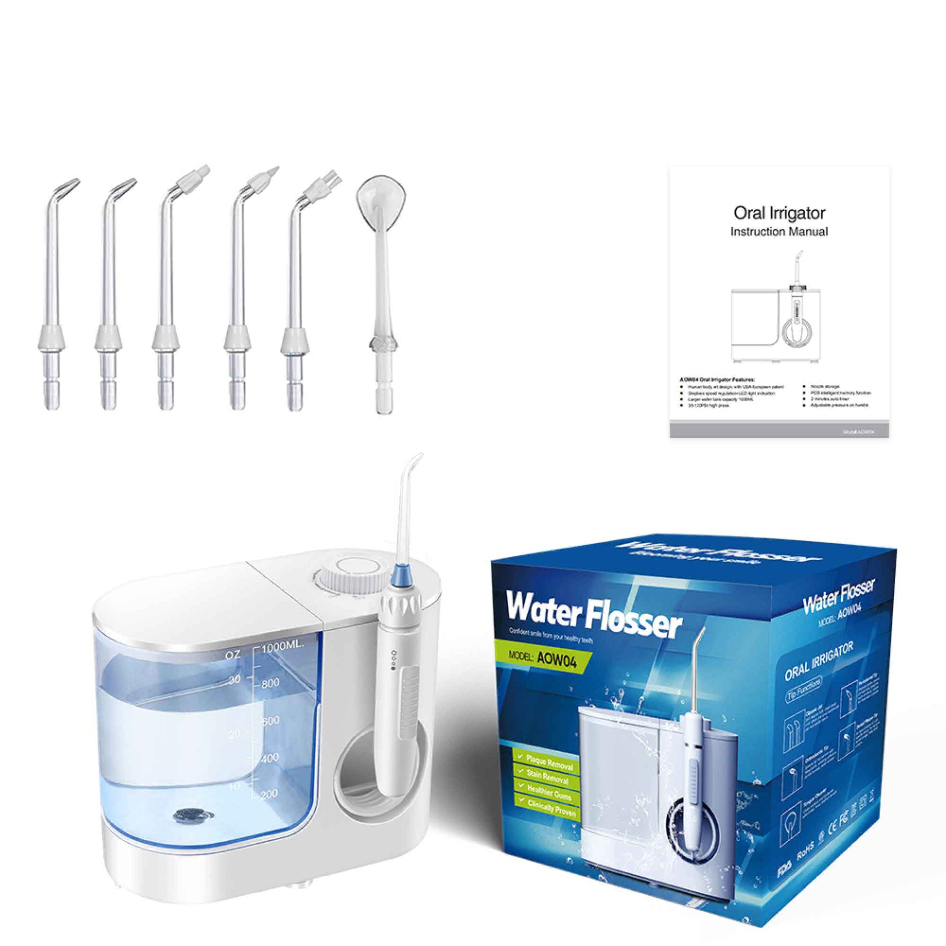 Water Jet Dental Flosser 1000ml White - Electric Oral Pressure Irrigator-2