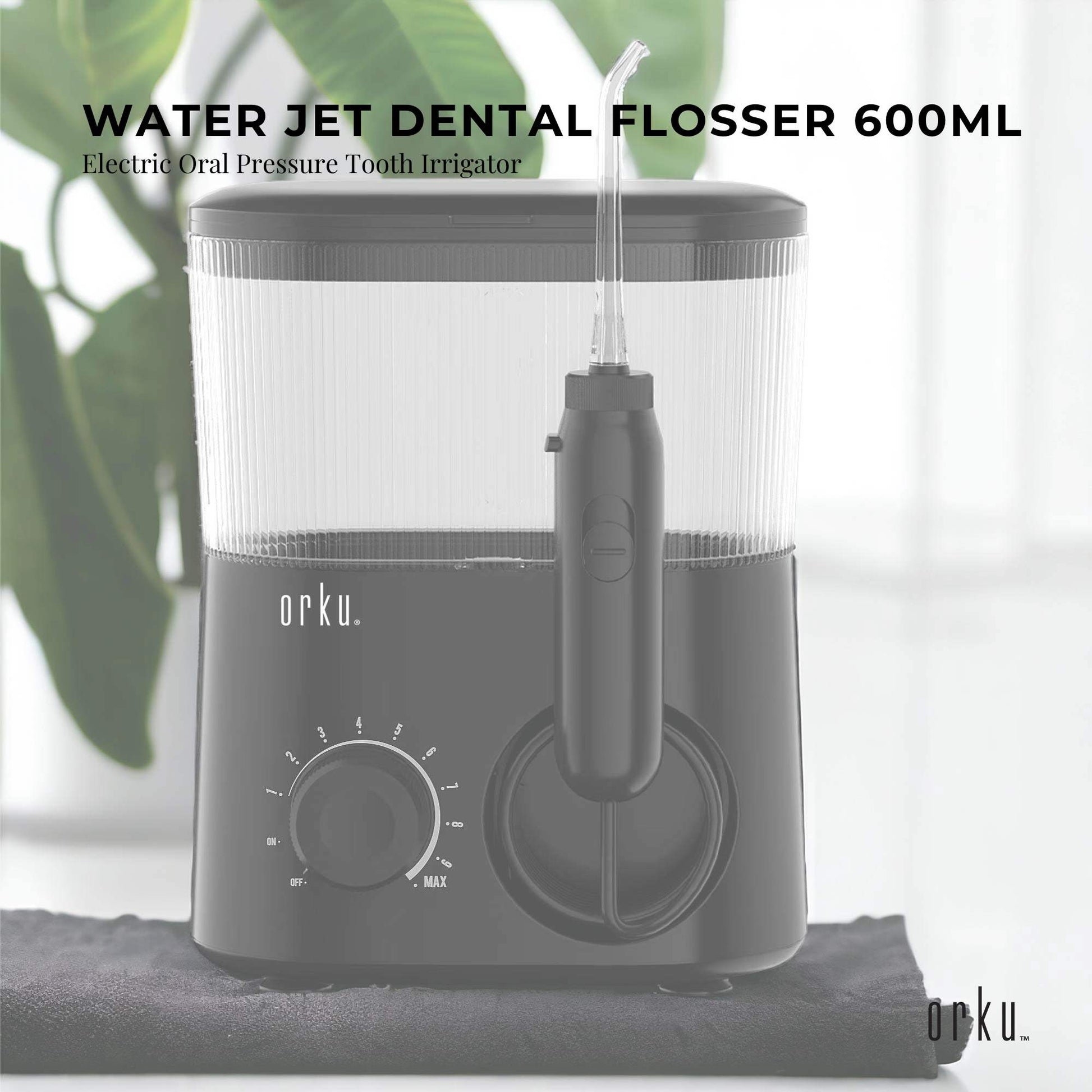 Water Jet Dental Flosser 600ml Black - Electric Oral Pressure Tooth Irrigator-1
