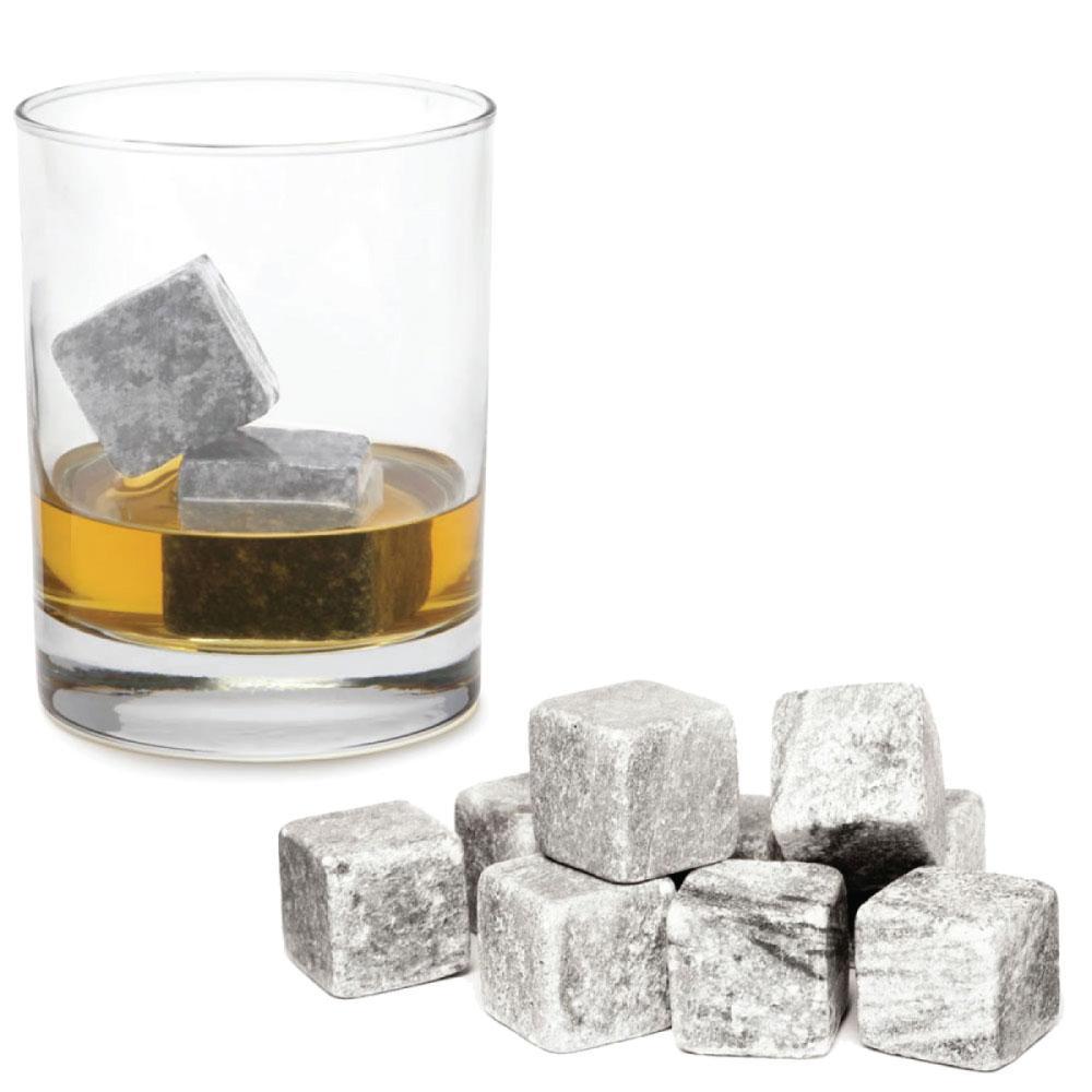 Whiskey Stones Ice Melts - 9 Reusable Natural Marble Chilling Scotch Rocks Cubes-1