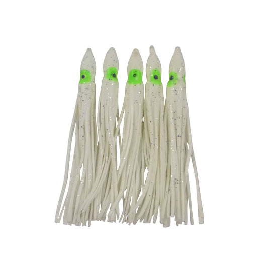 Swimerz Octopus Skirts 100mm White Fleck, 5 pack-0