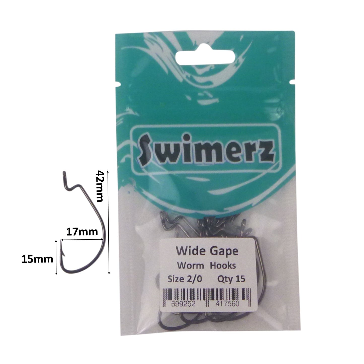 Swimerz 2/0 Wide Gape Worm Hook 15 Pack-2