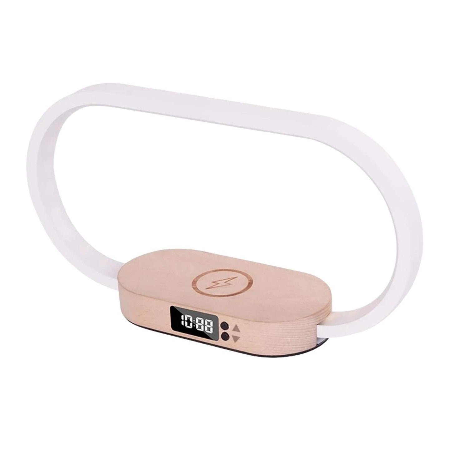 Wireless Phone Charger Table Lamp - USB Port Charging Bedside Light With Clock-0