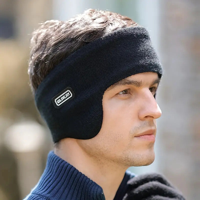 Warm Mens Winter Earmuffs Ear Cover Protection Running Headband in Black-2