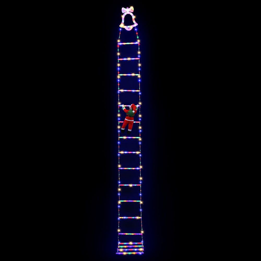 Jingle Jollys 3.5M Christmas Lights 300 LED Ladder Light with Santa Claus Decor