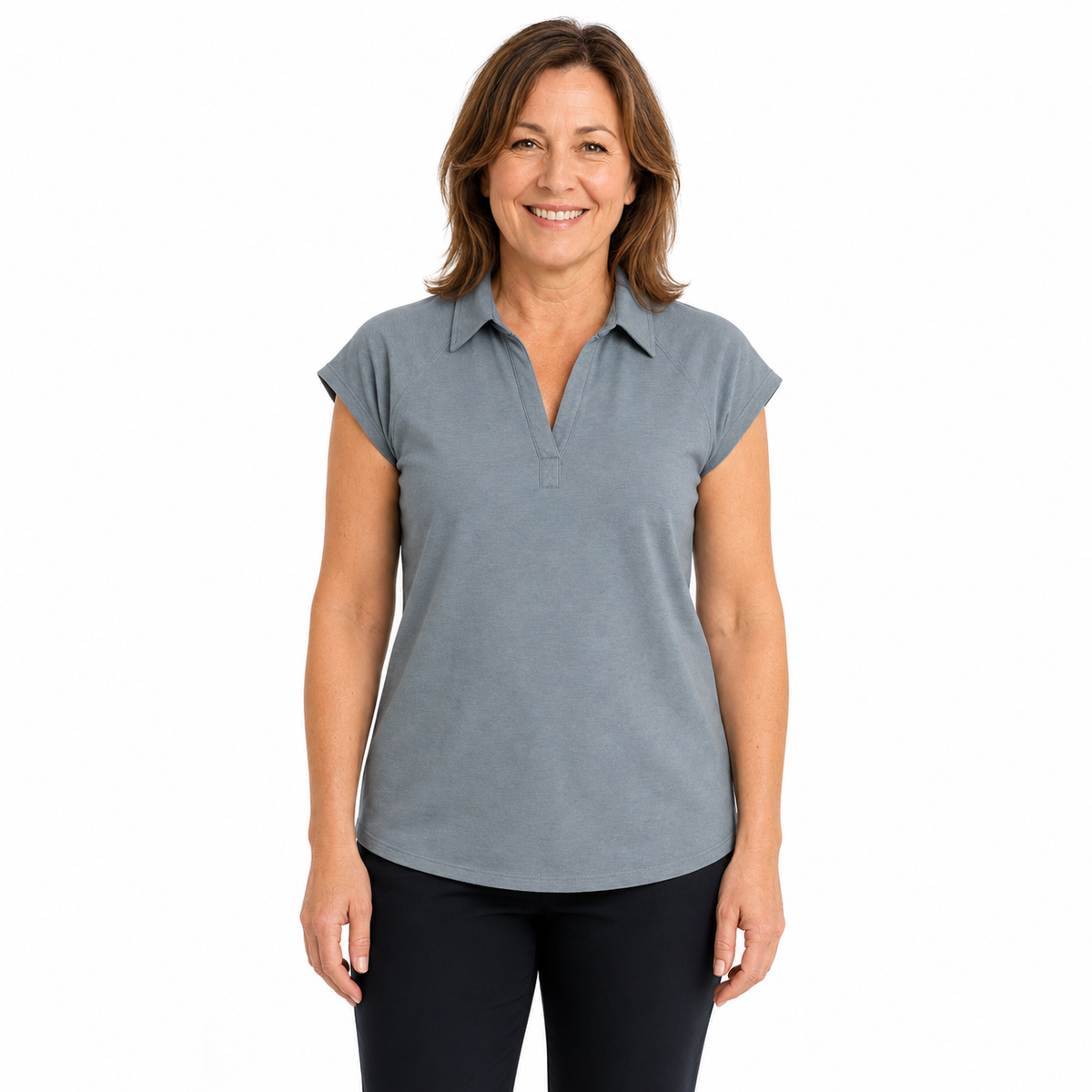 ExOfficio Womens Soytopia Cap Cricket Short Sleeve Shirt Polo Top T-Shirt Tee - Marine