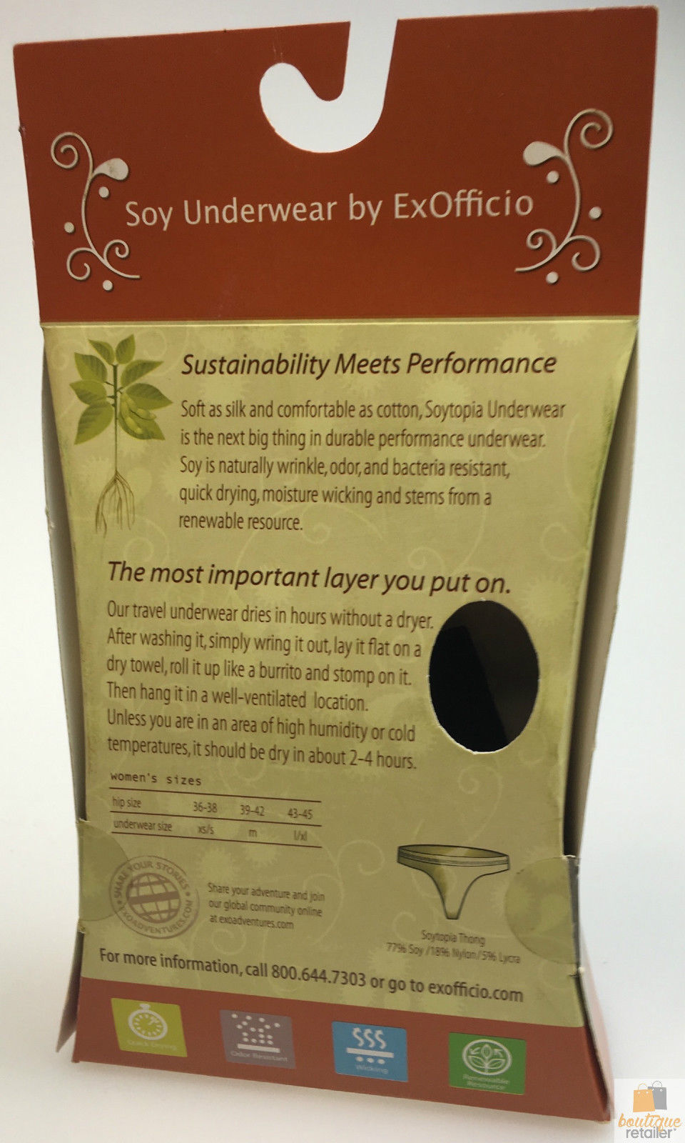 ExOfficio Womens Soytopia Seamless Undies Thong Eco Underwear Ladies Bottoms-3