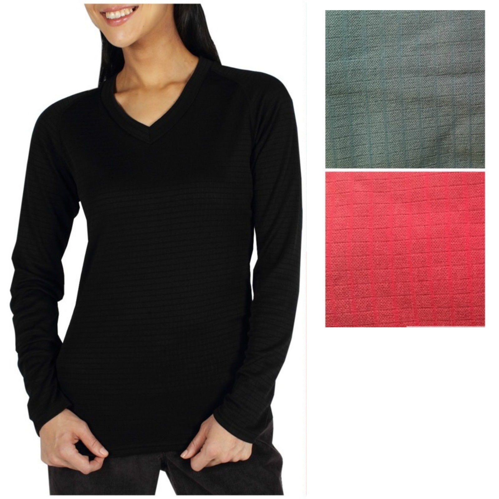 ExOfficio Dri Lattice V Neck Long Sleeve Top Tee T-Shirt 2011-1417 Womens-1