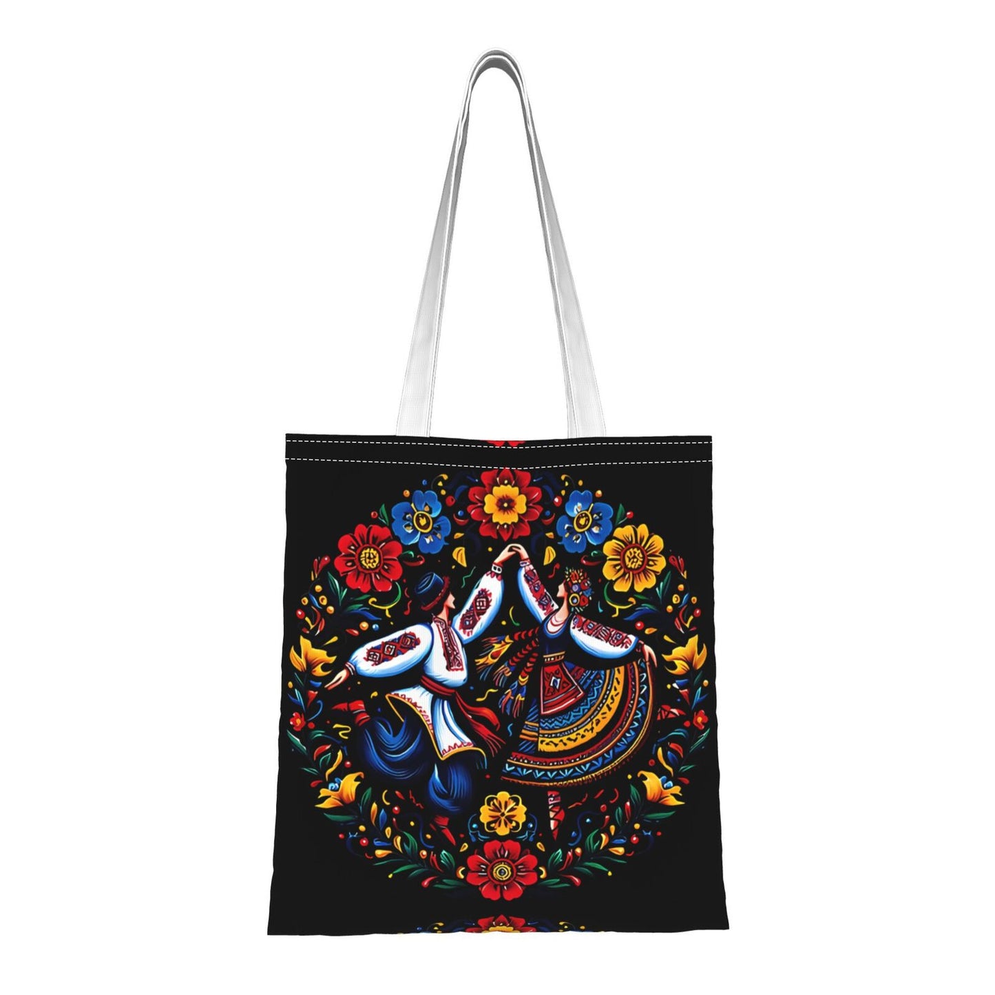 Ukrainian Dance Tote Bag Folk Art Print Reusable Shopping Bag 38x34.5cm-1