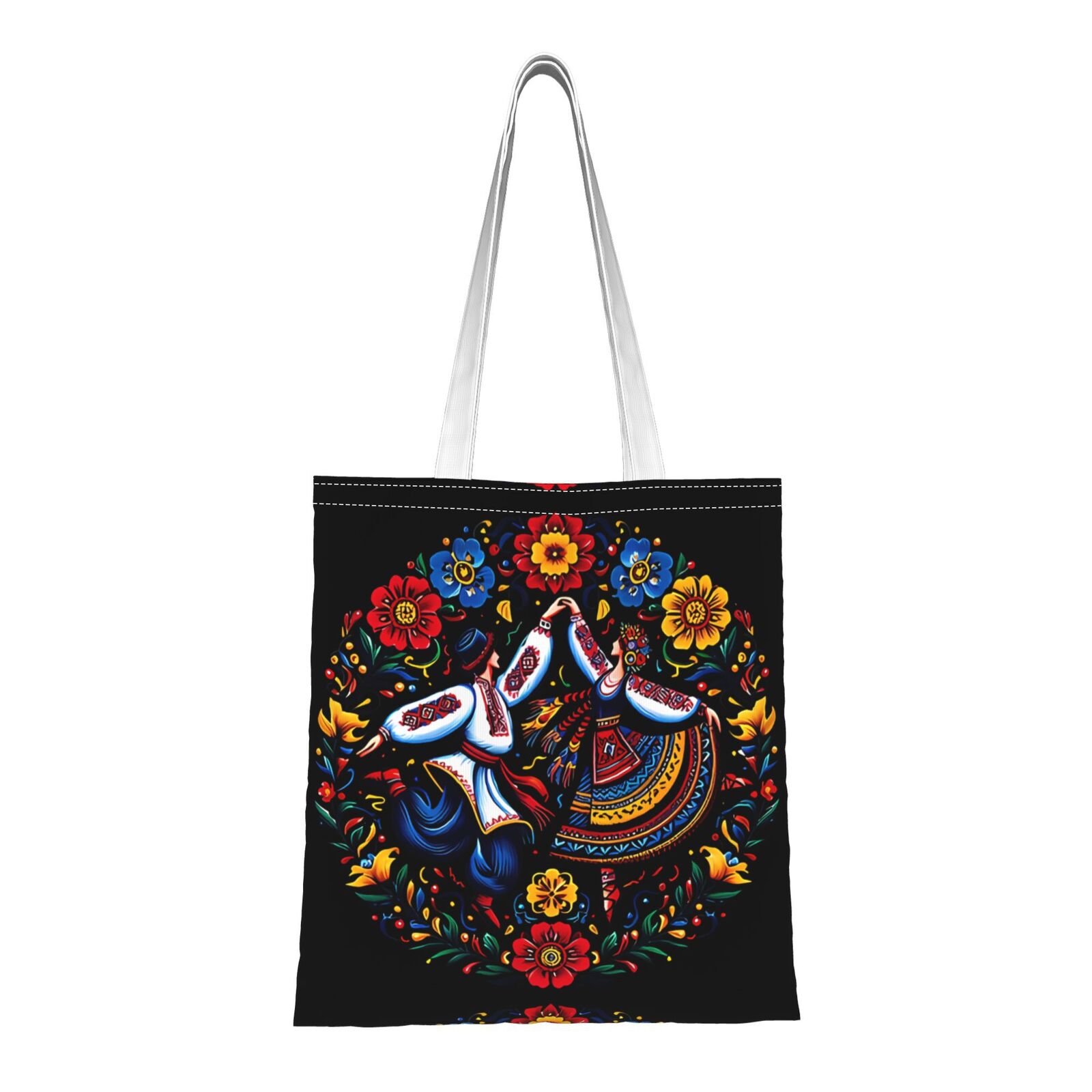 Ukrainian Dance Tote Bag Folk Art Print Reusable Shopping Bag 38x34.5cm-1
