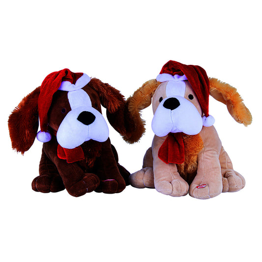 30cm Christmas Xmas Musical Dog Santa Hat Jingle Bells Decoration-0