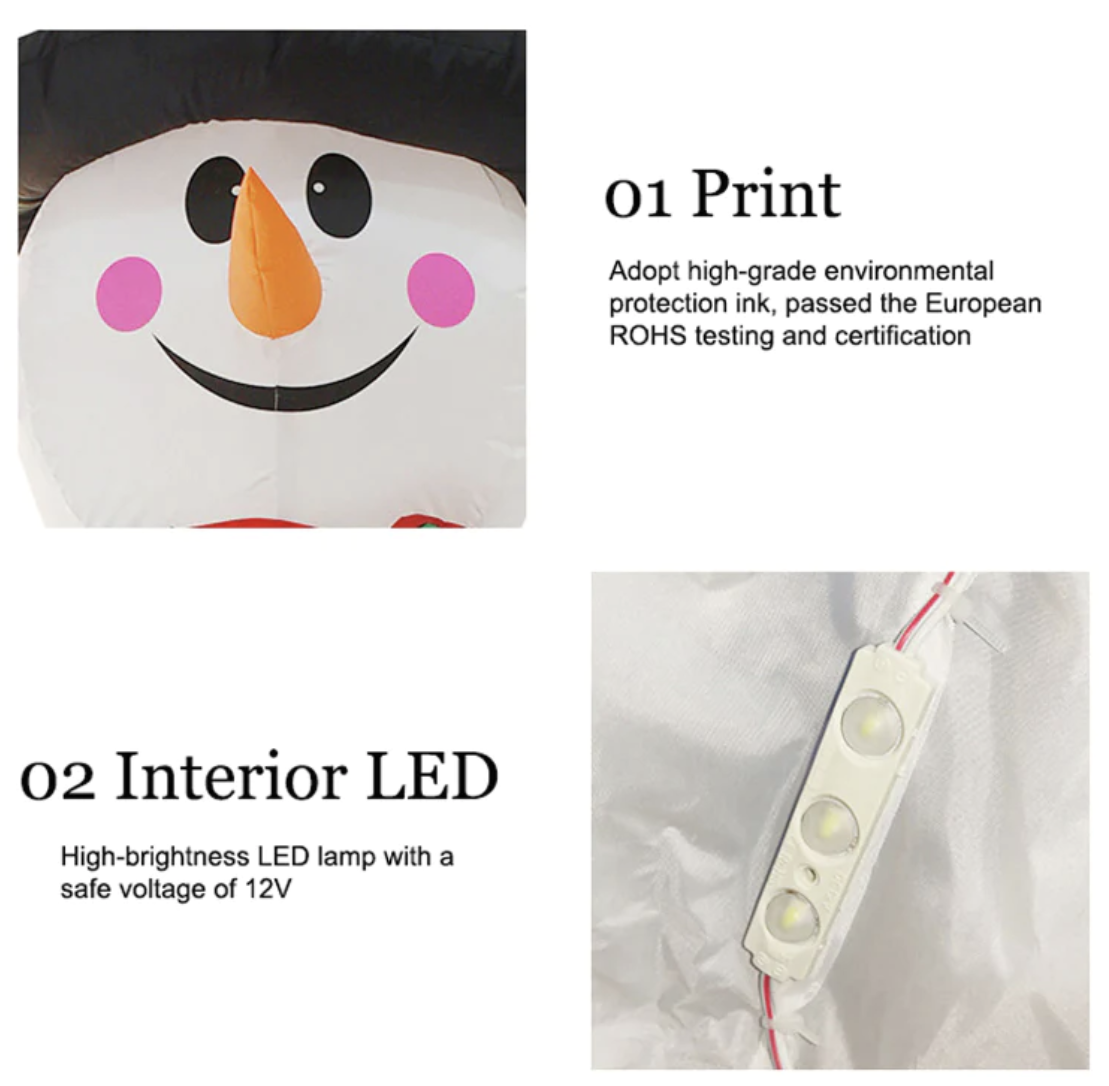 320cm Xmas Father Christmas Charm Santa Sleigh With Reindeer + LED Lights Inflatable-4