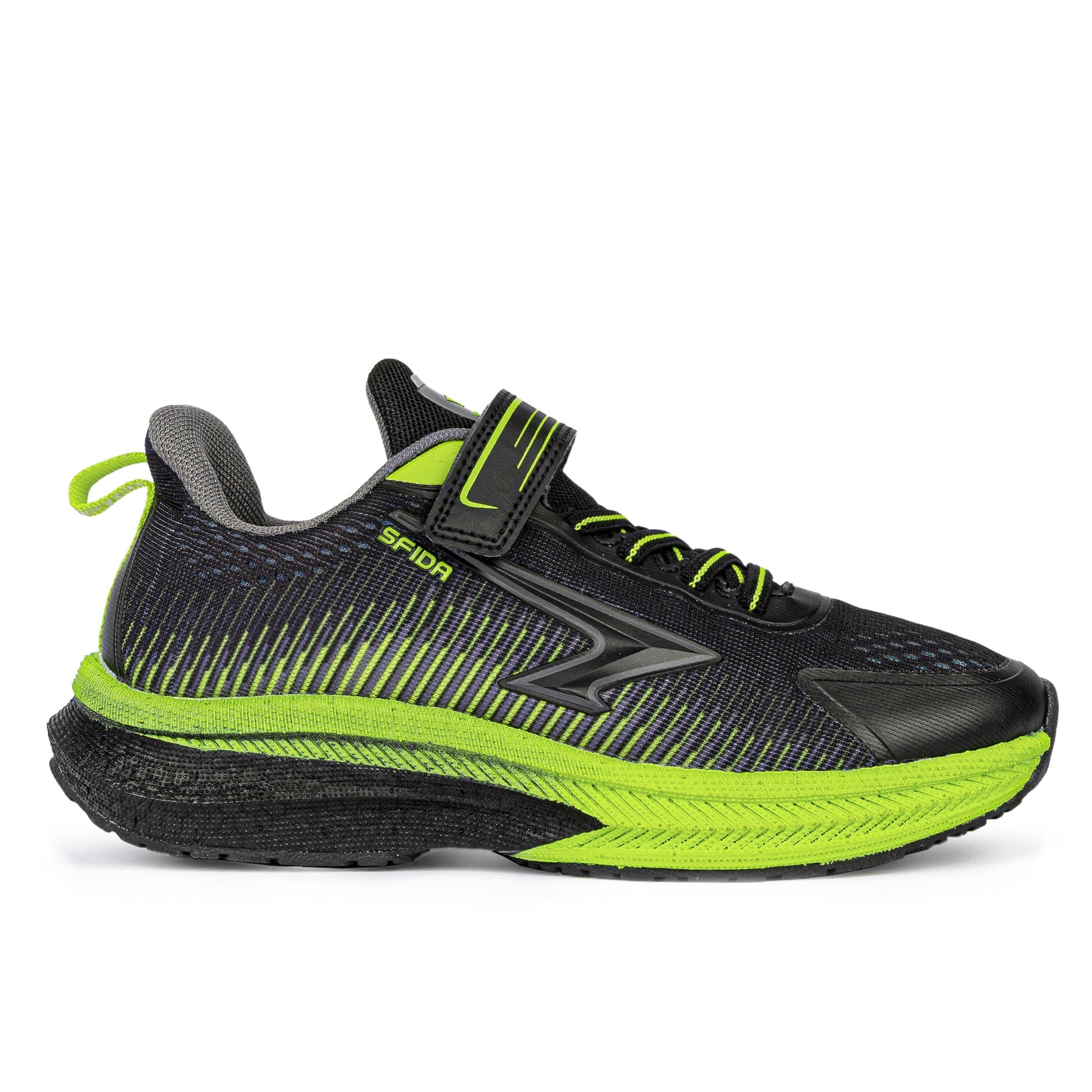 Zephyr 2.0 Boys Runners - Black/Lime V Strap-0