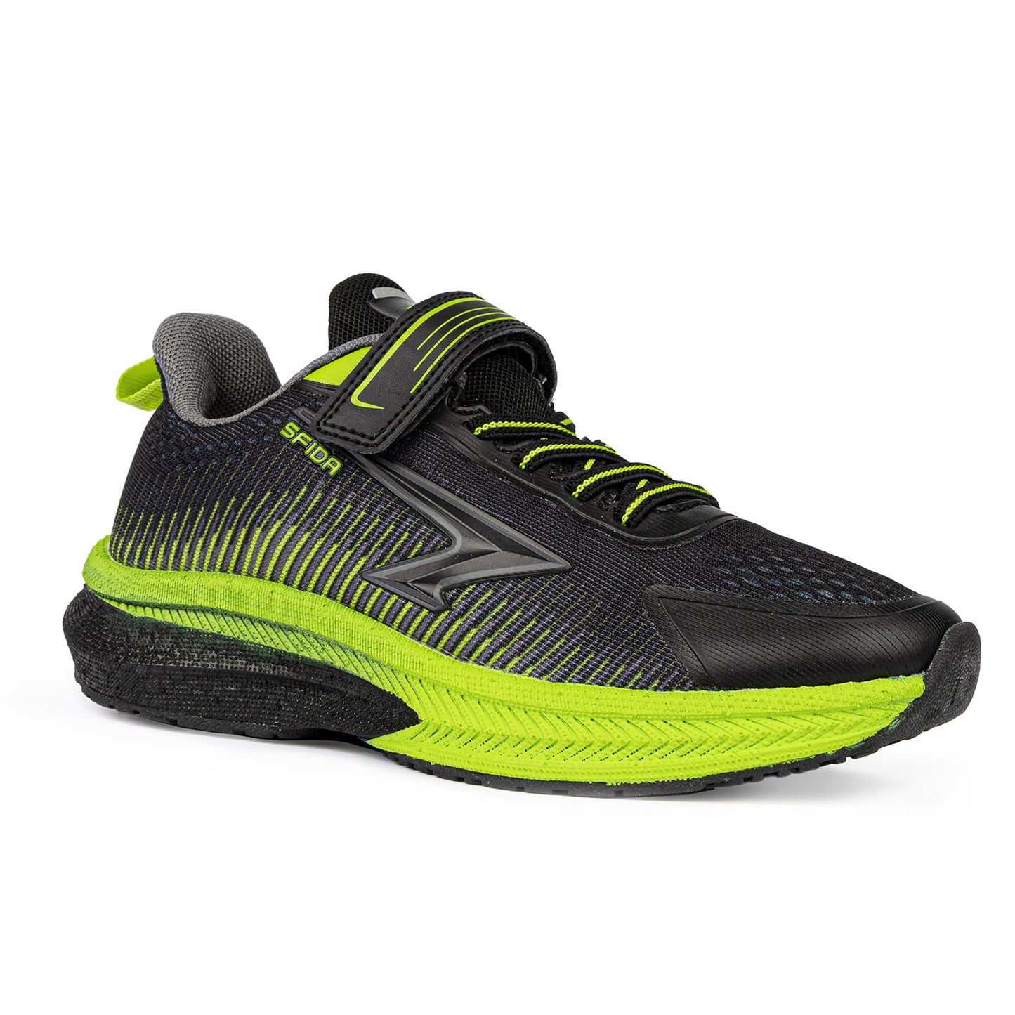 Zephyr 2.0 Boys Runners - Black/Lime V Strap-1