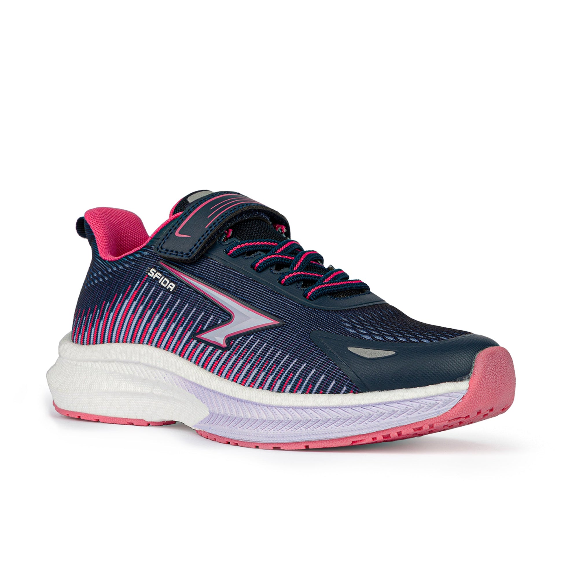 Zephyr 2.0 Girls Runners - Navy/Lavender/Fuchsia V Strap-1