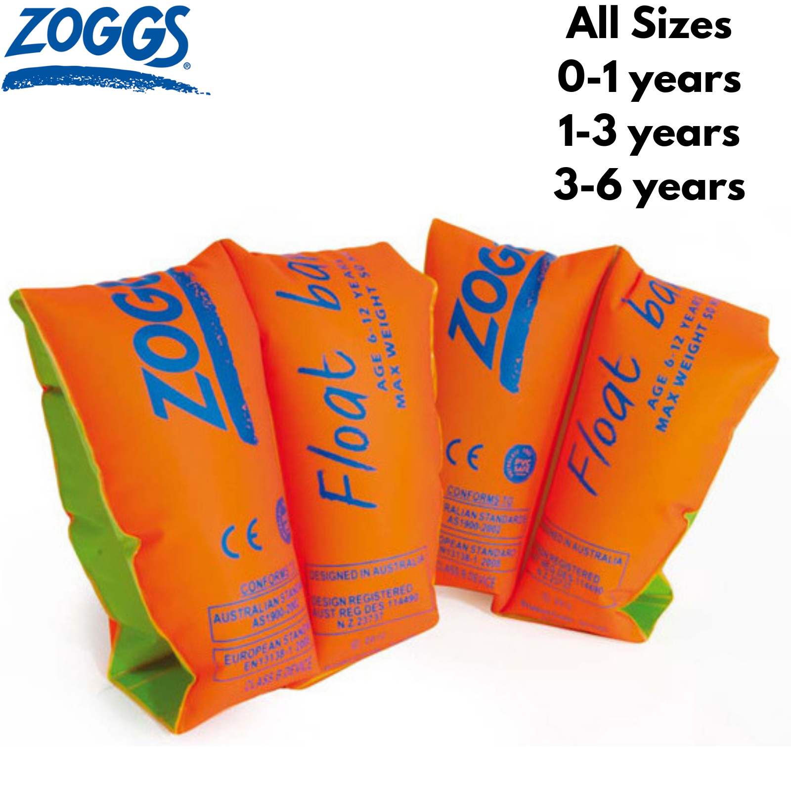 ZOGGS Float Bands Stage 2 Learn To Swim Childrens Arm Bands Float Inflatable Rings Swimming-1