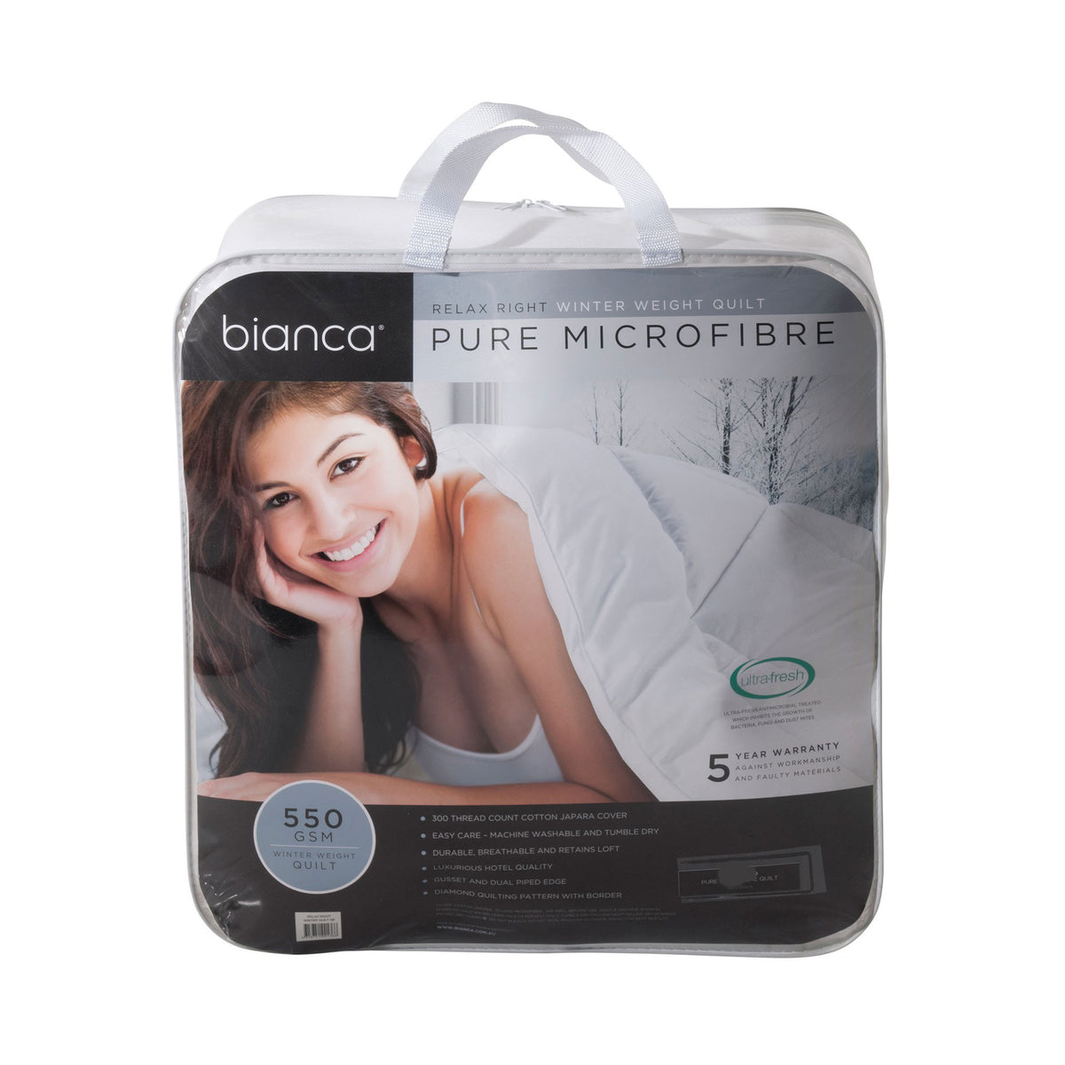 Bianca Relax Right 550 GSM Winter Microfibre Quilt - White, Super King