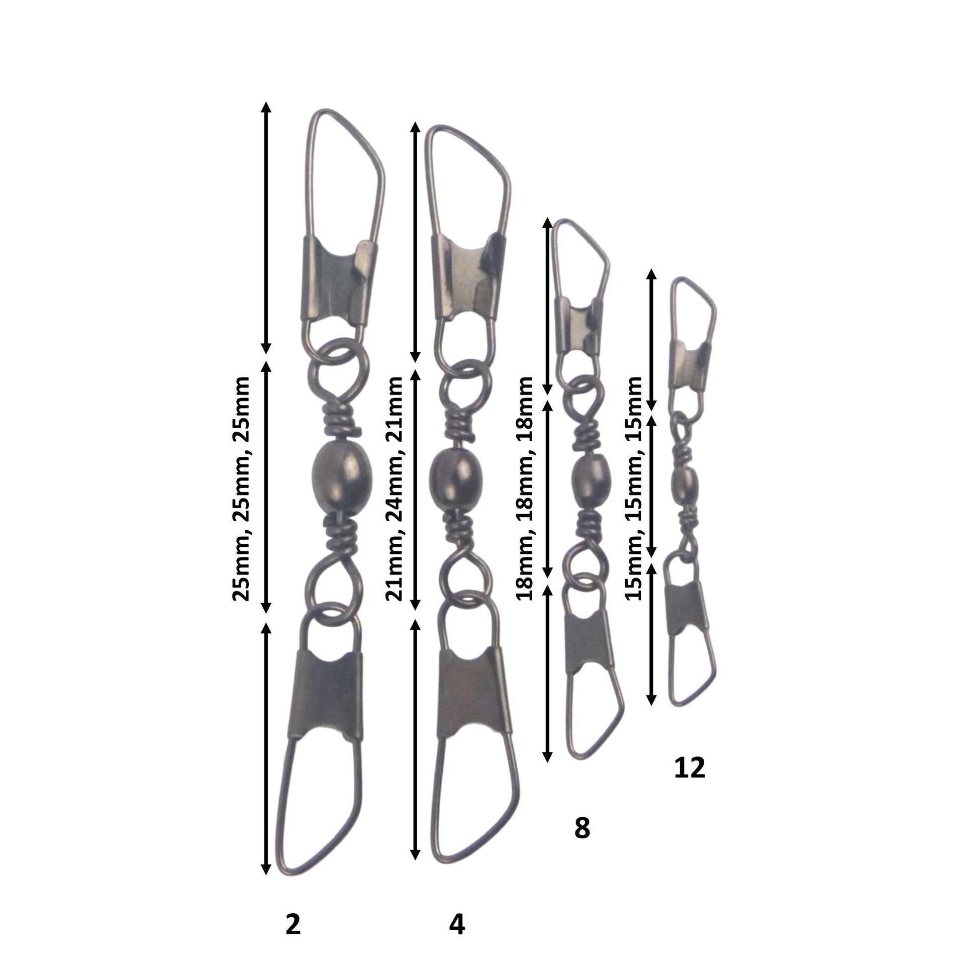 Swimerz Double Snap Barrel Swivels, Size 12, 20 pack-1