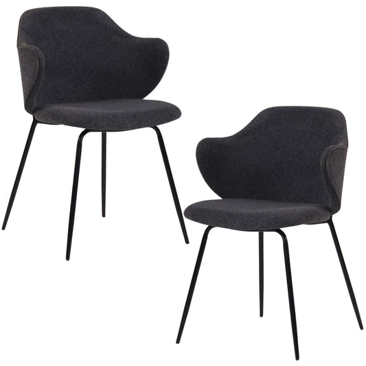 Set of 2 Corduroy Dining Chairs - Graphite-0