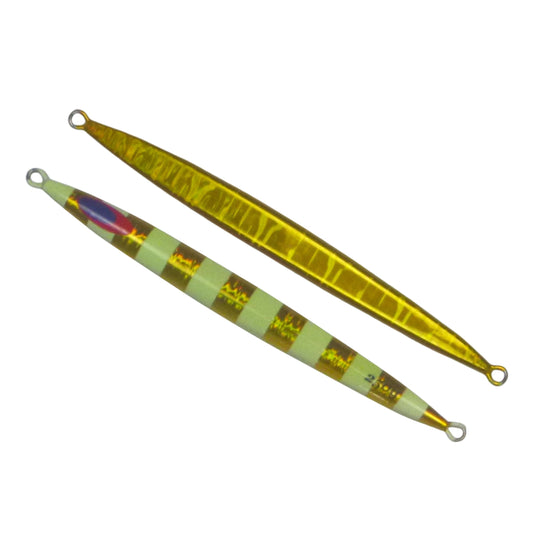 Finesse Lumo Fastdrop Jig, 250gm, Gold Stripe, Qty 2-0