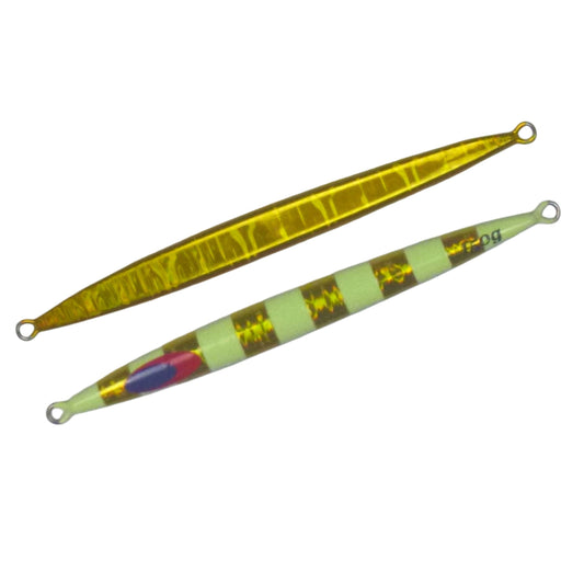 Finesse Lumo Fastdrop Jig, 150gm, Gold Stripe, Qty 2-0