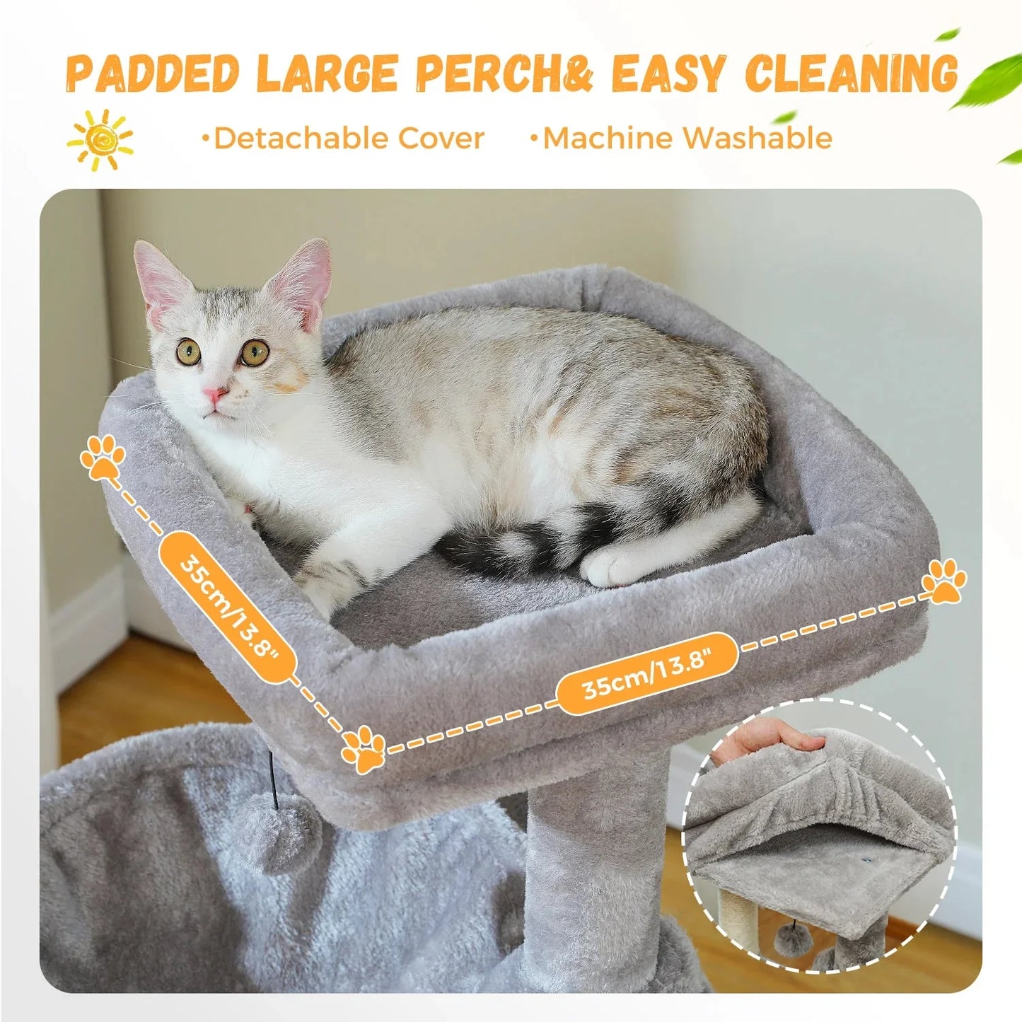 Minimalist 104cm Cat Tree Scratching Tower - Grey-2