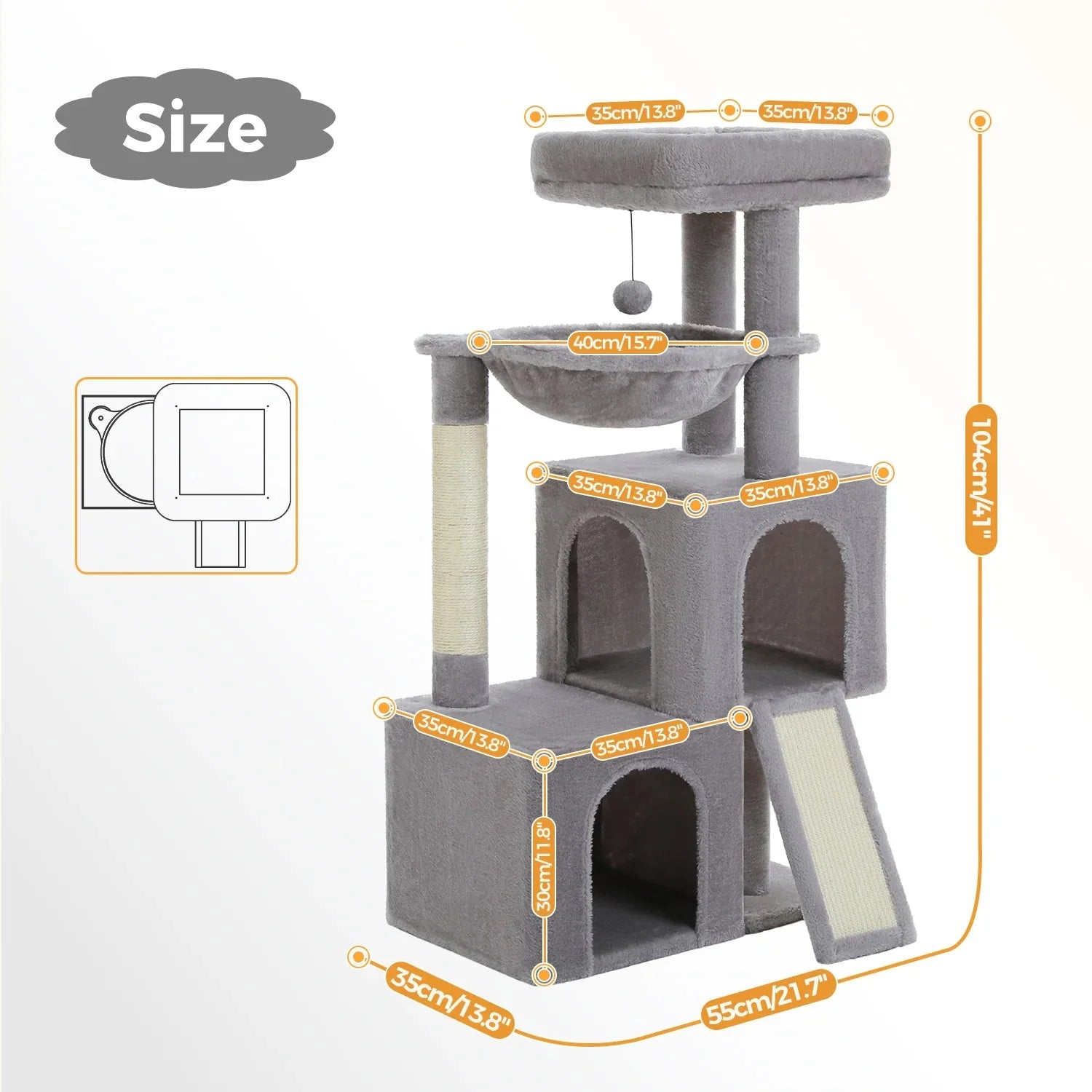 Minimalist 104cm Cat Tree Scratching Tower - Grey-1